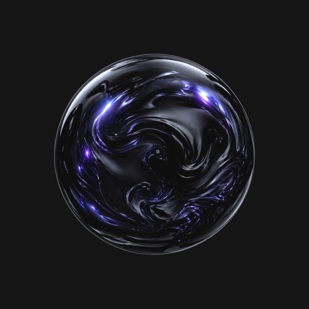 Abstract swirling black and purple electronic sound sphere for music production.