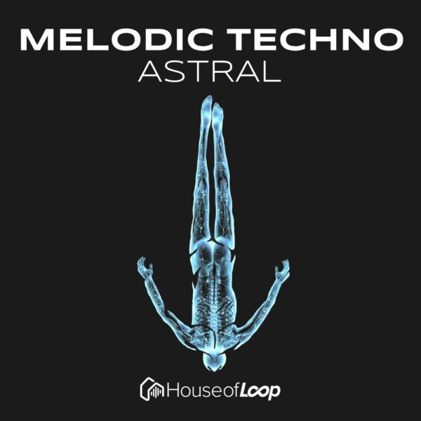 Digital illustration of an astral-themed human figure for melodic techno music.