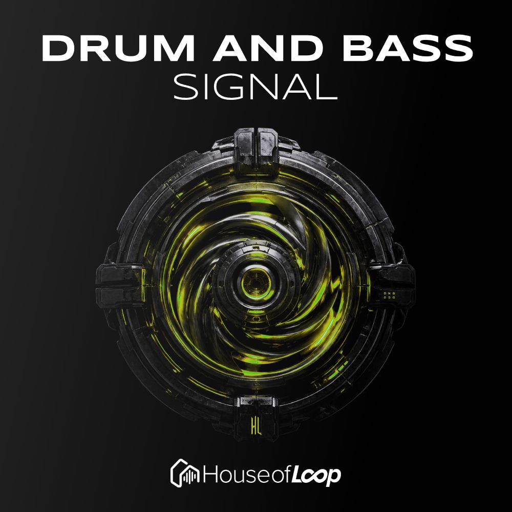 Electronic music sound design interface with swirling visual effects.