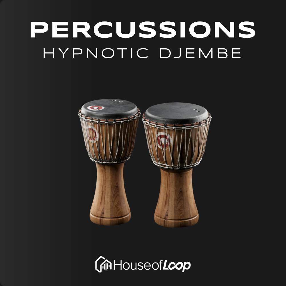 Two djembe drums for electronic music production and sound design.