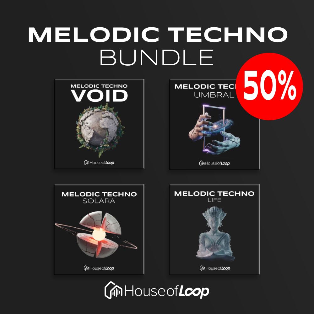 Melodic Techno Bundle 2026 with 50% discount, sample packs, serum presets, loops, and sound design.